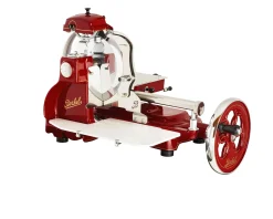 Affettatrice a volano b3 fiorato acciaio colore rosso con decoro oro Berkel
