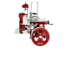 Affettatrice a volano tribute acciaio colore rosso con decoro oro Berkel