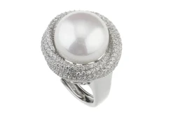 Anello argento con cubic zirconia e perla shell Sovrani
