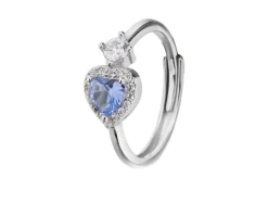 Anello argento con cuore zircone acquamarina Sovrani