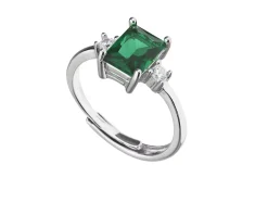 Anello argento con rettangolo zircone smeraldo Sovrani