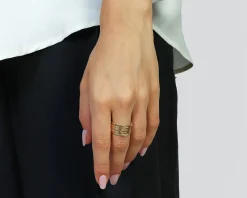 Anello argento dorato a cinque fasce zigrinate Unoaerre