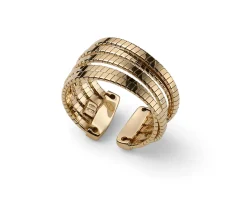 Anello argento dorato a cinque fasce zigrinate Unoaerre