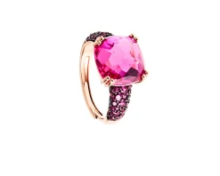 Anello argento rosè con zircone fuxia Sovrani