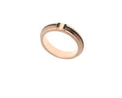 Anello argento rosè con zirconi neri Selezione zanolli