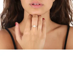 Anello azzurra oro 750‰ con perla bianca e diamanti Selezione zanolli