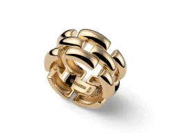 Anello bold argento dorato con fascia a catena Unoaerre