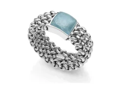 Anello chicco argento con cristallo acquamarina Unoaerre