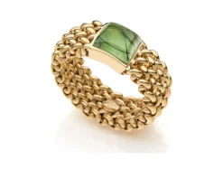 Anello chicco argento dorato con quarzo verde peridot Unoaerre