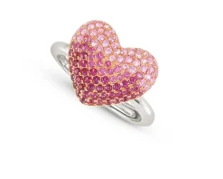 Anello crysalis argento dorato con cuore di zirconi rosa Nomination