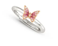 Anello crysalis argento dorato con farfalla di zirconi rosa Nomination