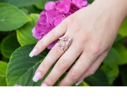Anello crysalis argento dorato con farfalla di zirconi rosa Nomination