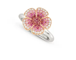 Anello crysalis argento dorato con fiore di zirconi rosa Nomination