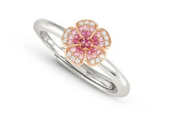 Anello crysalis argento dorato con fiore di zirconi rosa Nomination