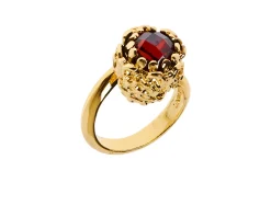 Anello gipsy in bronzo dorato con cristallo rosso Unoaerre