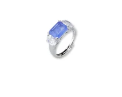 Anello luce argento con cubic zirconia e pietra fusion stone zaffiro Sovrani