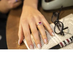 Anello luce argento con cubic zirconia e zircone rubino Sovrani
