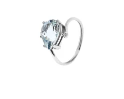Anello oro 750‰ con acquamarina goccia e diamanti Selezione zanolli