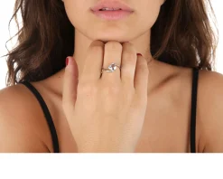Anello oro 750‰ con acquamarina goccia e diamanti Selezione zanolli