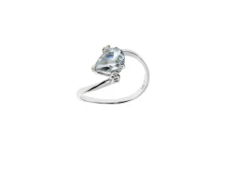 Anello oro 750‰ con acquamarina goccia e diamanti Selezione zanolli