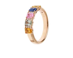 Anello oro 750‰ con diamanti ct. 0.12 e zaffiri multicolor ct. 1,15 Davite & delucchi