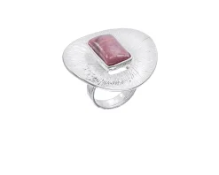 Anello space argento tondo zigrinato e zircone garnet Selezione zanolli