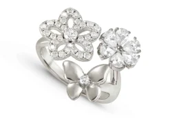 Anello sweet madame argento fiori e farfalla bianchi Nomination
