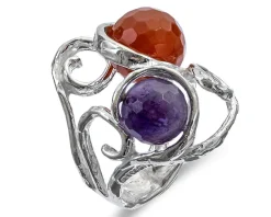Anello vibra argento con ametista e corniola Selezione zanolli