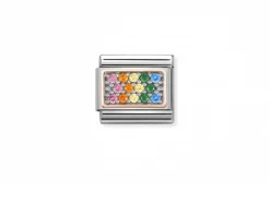Arcobaleno composable acciaio oro rosa 375 e zirconi Nomination
