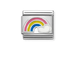 Arcobaleno con nuvola composable acciaio argento e smalto Nomination