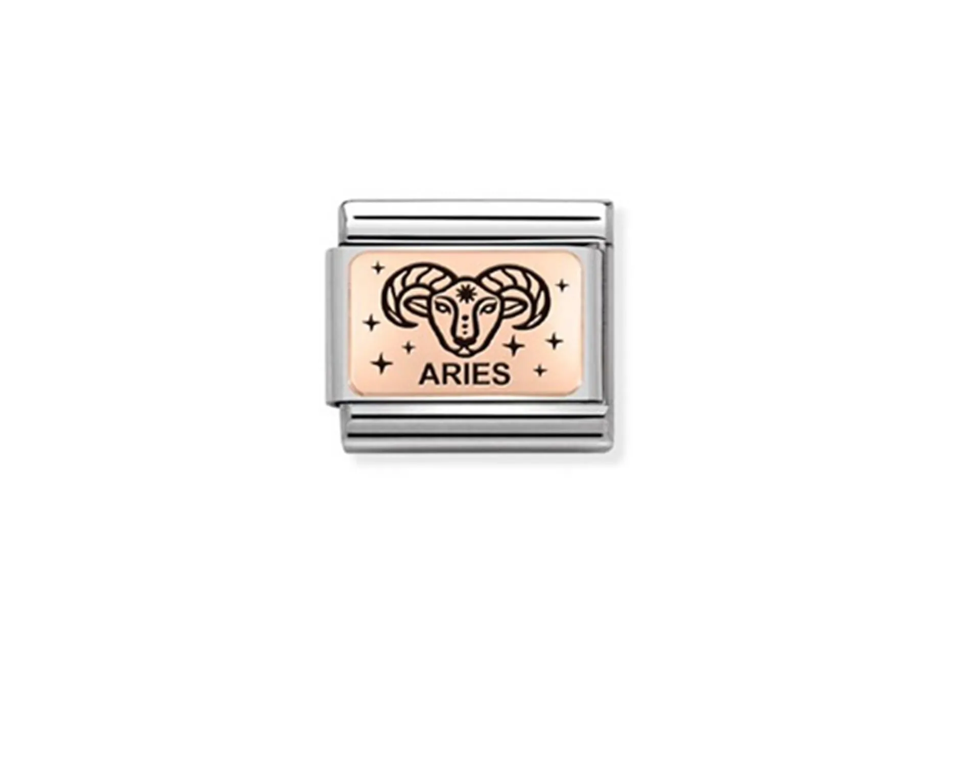 Ariete composable acciaio oro rosa 375 e smalto nero Nomination