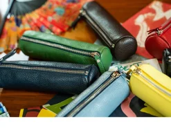 Astuccio tondo case pelle verde Selezione zanolli