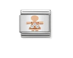 Bambina composable acciaio oro rosa 375 e zirconi Nomination