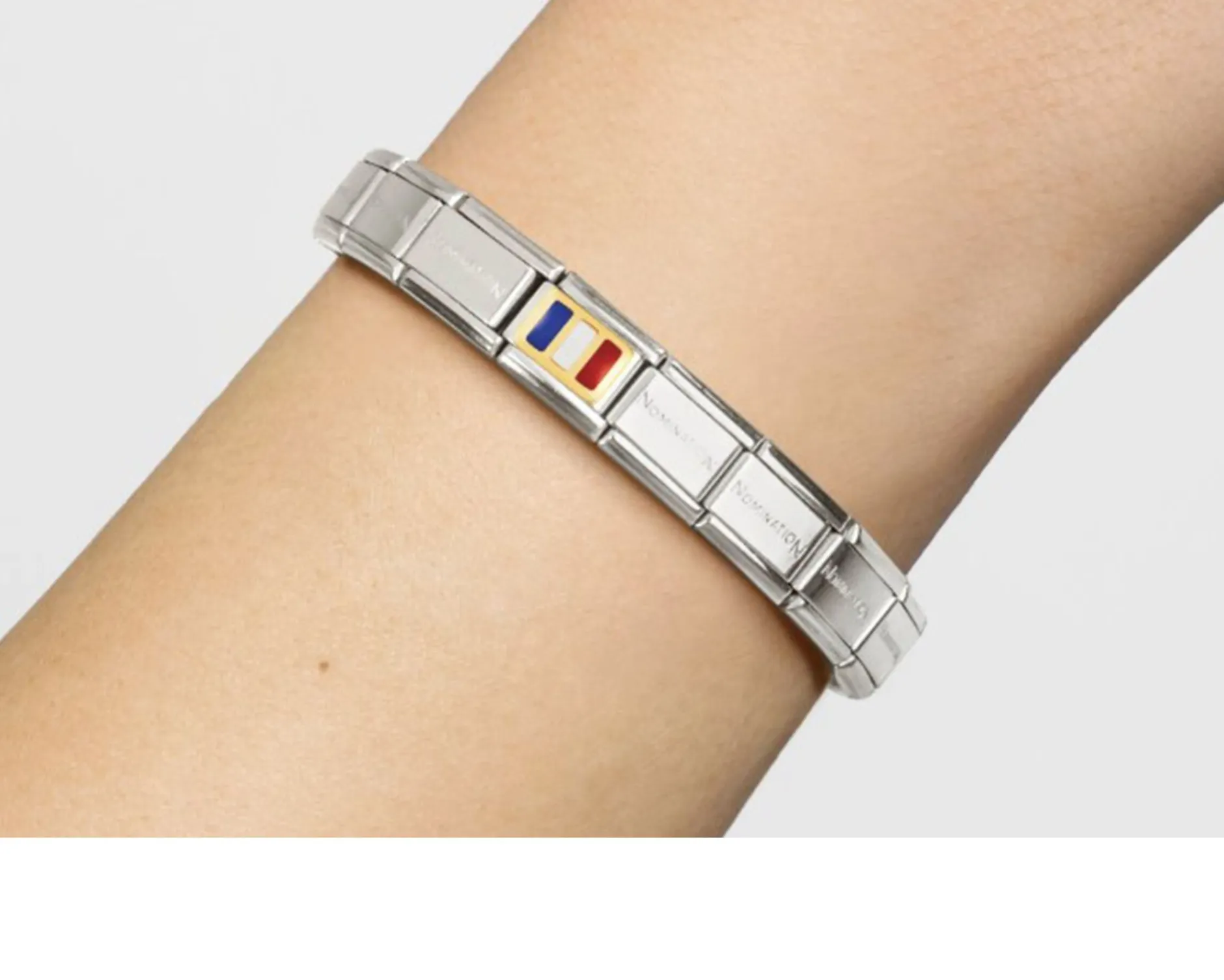 Bandiera francese composable acciaio oro e smalto Nomination