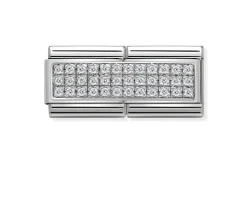Bianco composable acciaio argento e zirconi Nomination