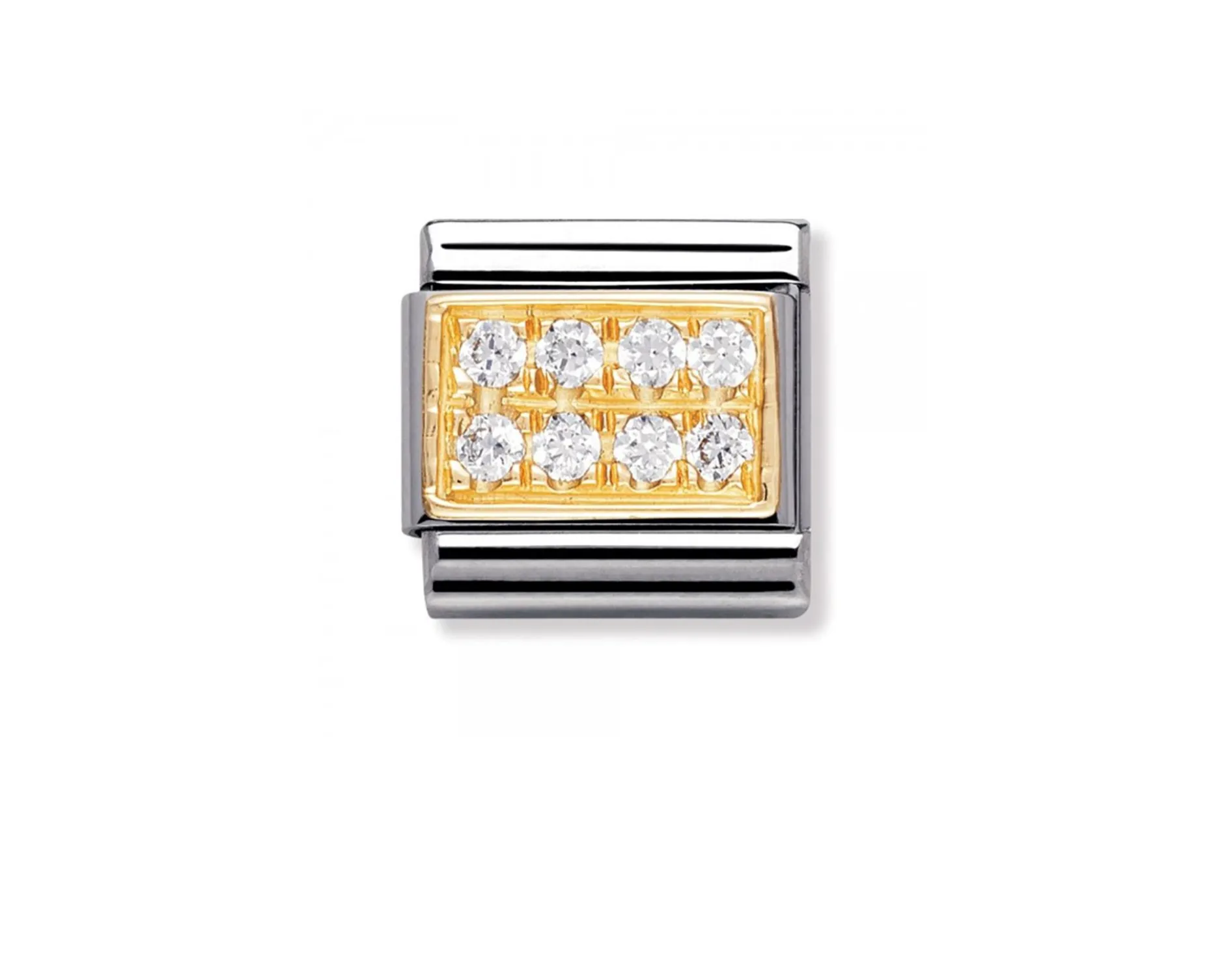 Bianco composable acciaio e oro con pavè di zirconi Nomination