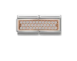 Bianco composable acciaio oro rosa 375 e zirconi Nomination
