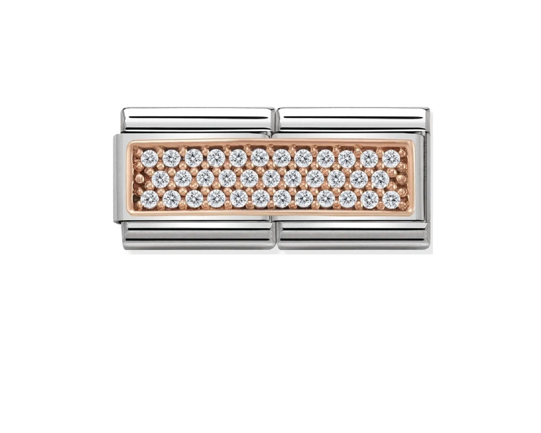 Bianco composable acciaio oro rosa 375 e zirconi Nomination