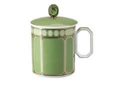 Bicchiere con coperchio signum fern porcellana Swarovski x rosenthal