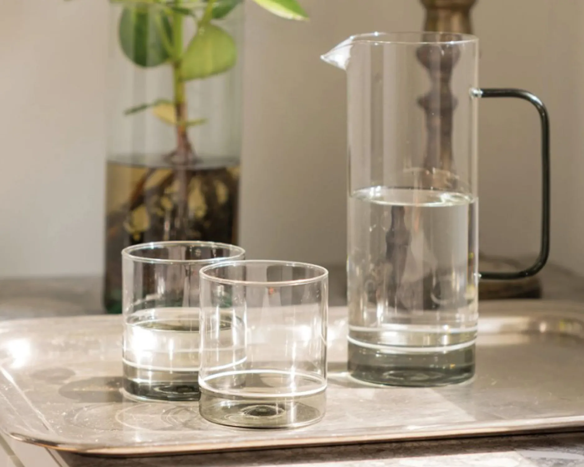 Bicchiere tumbler filo bianco grigio Zafferano