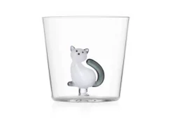 Bicchiere tumbler tabby cat gatto bianco coda grigia Ichendorf