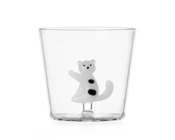 Bicchiere tumbler tabby cat gatto bianco macchie nere Ichendorf
