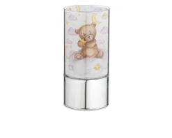 Bomboniera battesimo lampada orsetto rosa con ciuffo portaconfetti Selezione zanolli