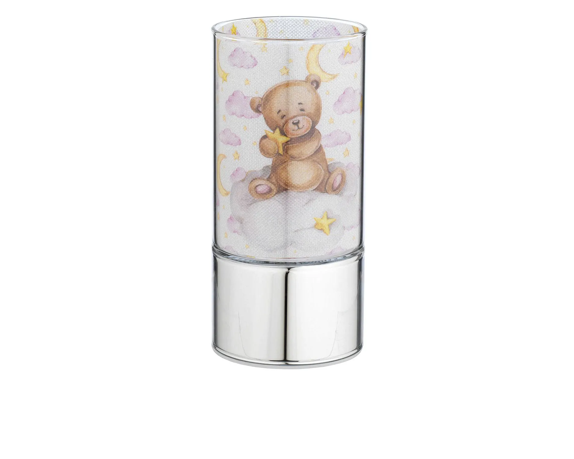 Bomboniera battesimo lampada orsetto rosa con ciuffo portaconfetti Selezione zanolli