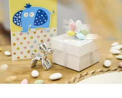 Bomboniera cane palloncino argento con ciuffo portaconfetti Selezione zanolli