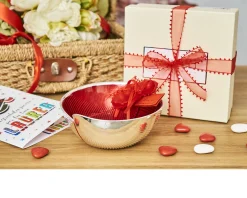 Bomboniera laurea ciotola metropolis rosso con fiocco portaconfetti Selezione zanolli