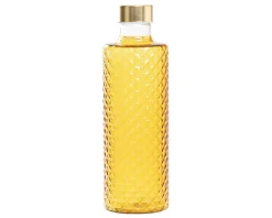 Bottiglia isolano giallo oro con tappo argento/oro Zafferano
