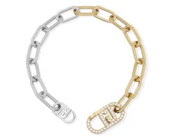 Bracciale acciaio bicolore chiusura logo con zirconi Liu jo