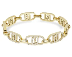 Bracciale acciaio dorato logo con zirconi Liu jo