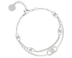 Bracciale acciaio 2 fili logo con zirconi Liu jo